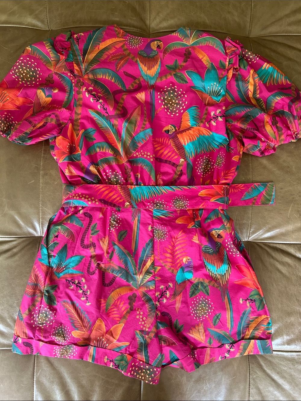Farm Rio Macaw Party Organic Cotton Romper size L - Picture 3 of 6